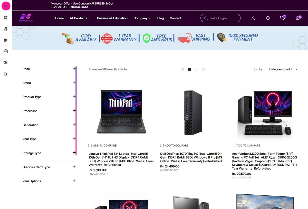 NayaJaisa collections and product listing page by TechnoWolves