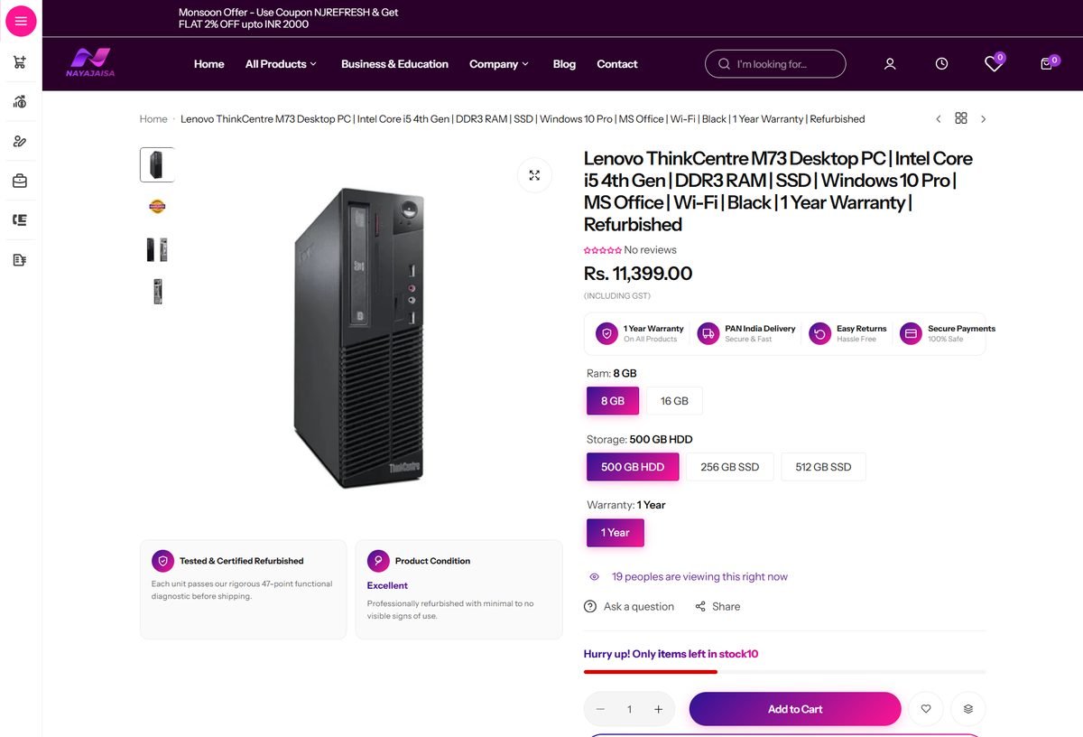 NayaJaisa product detail page by TechnoWolves